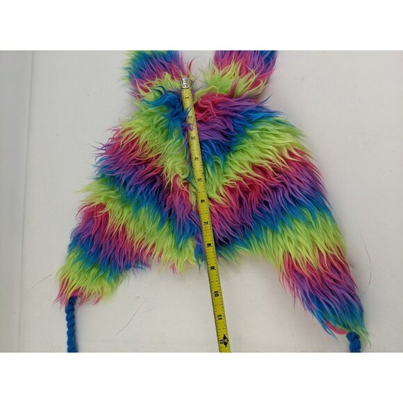Rave + Roar Y2K Bunny Series EDM Rainbow Multicolor Pom Poms Fuzzy Hat Winter - Picture 13 of 14